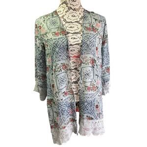 Mason & Belle women's multicolor floral open-front kimono cover-up small